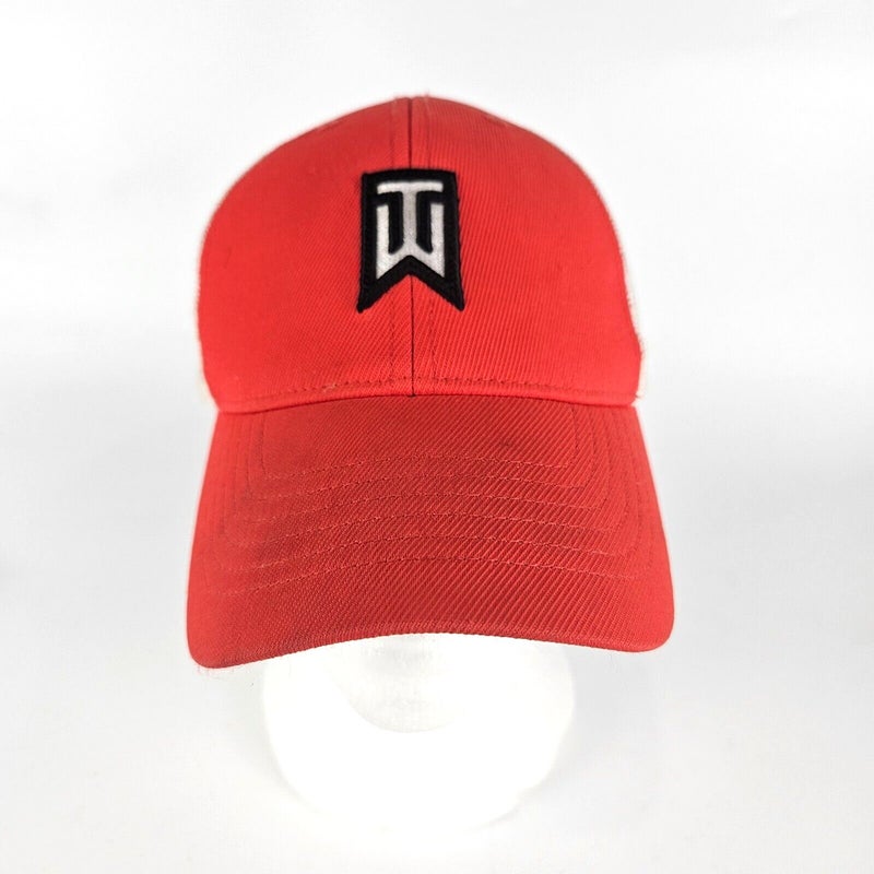 Nike TW Tiger Woods Collections Red Golf Cap Black Hat OS Mesh Trucker