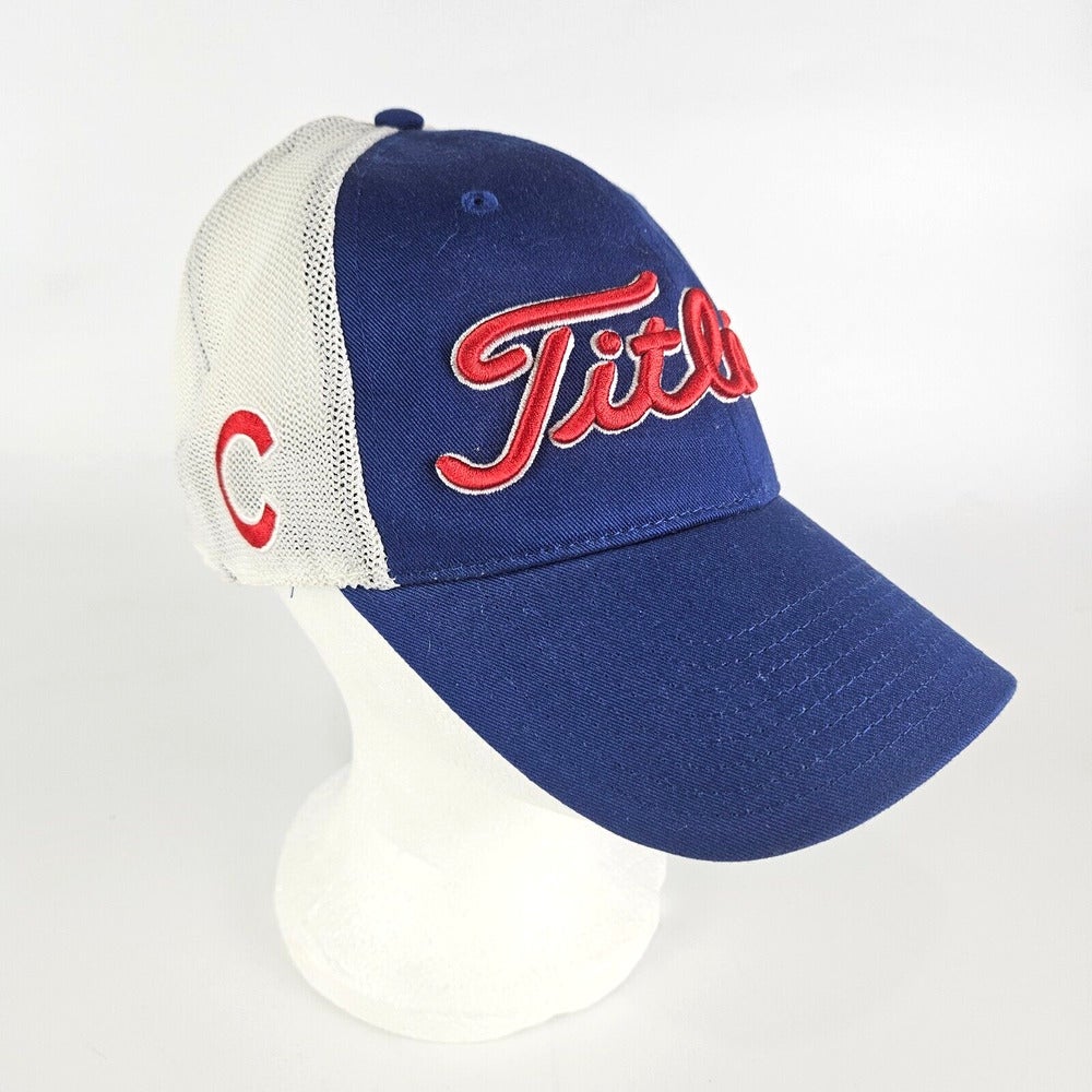 Vintage Chicago Cubs Hat Cap Snap Back Adjustable M/L Mesh Trucker Fanfair  80's