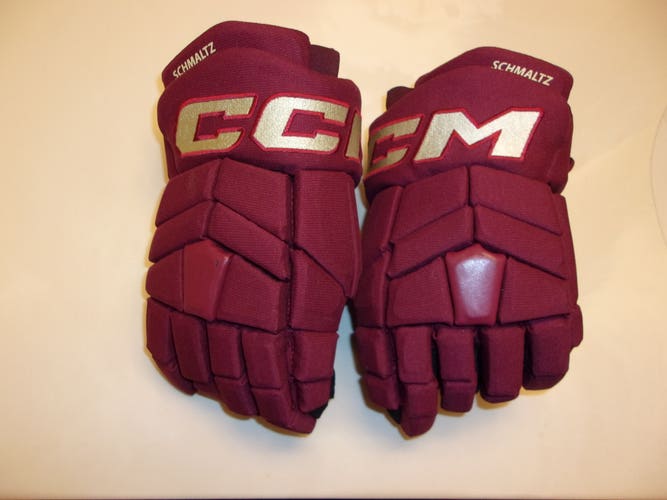 ARIZONA COYOTES Nick Schmaltz game-worn red+gold CCM 3rd style gloves (2022-23 season)