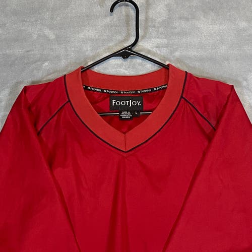 FootJoy FJ Golf Pullover Mens Large Red Half Sleeve V-Neck Rain/Wind Shirt
