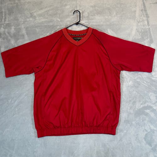 FootJoy FJ Golf Pullover Windbreaker Men Large Red Half Sleeve Lined Logo Jacket
