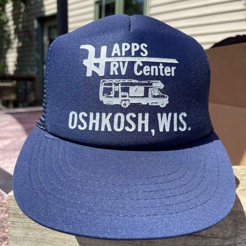 Vintage Happs RV Center Oshkosh Wisconsin Recreational Vehicle Trucker Hat Cap