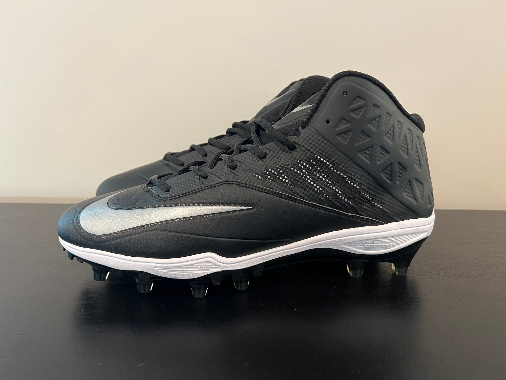 NIKE Vapor Talon Elite 3/4 Mid TD Black Silver Football Cleats 8.5 10 10.5  12 13