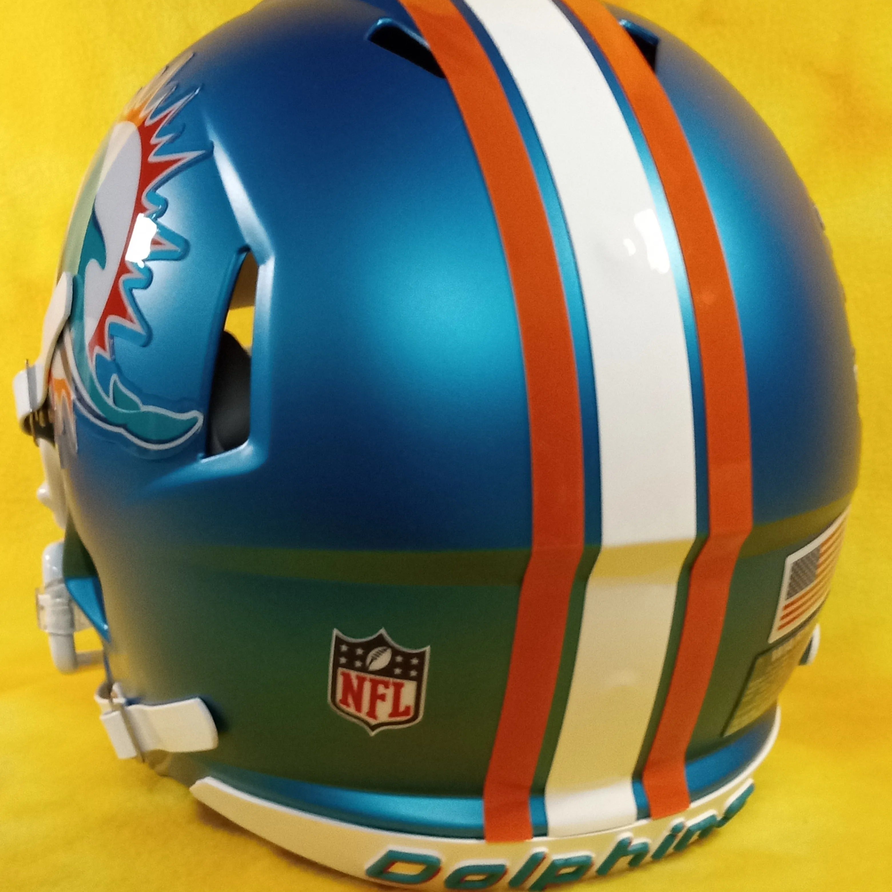 Miami Dolphins CUSTOM Matte Black - Metallic Silver Mini Football