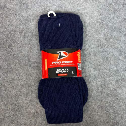 Pro Feet Mens Socks Large Shoe 10-13 Navy Sports Athletic Pair Solid Casual NWT