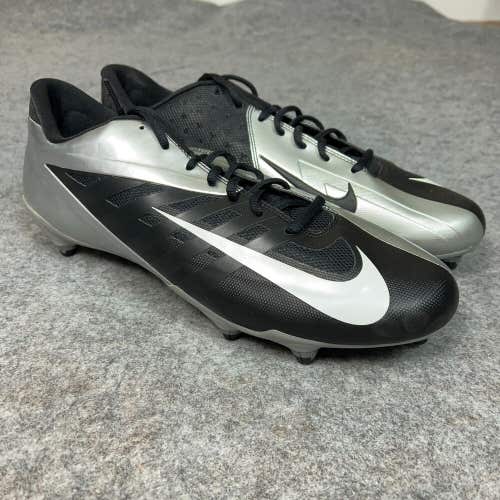 Nike Mens Football Cleats 16 Black Silver Shoe Lacrosse Vapor Pro Low D Detach