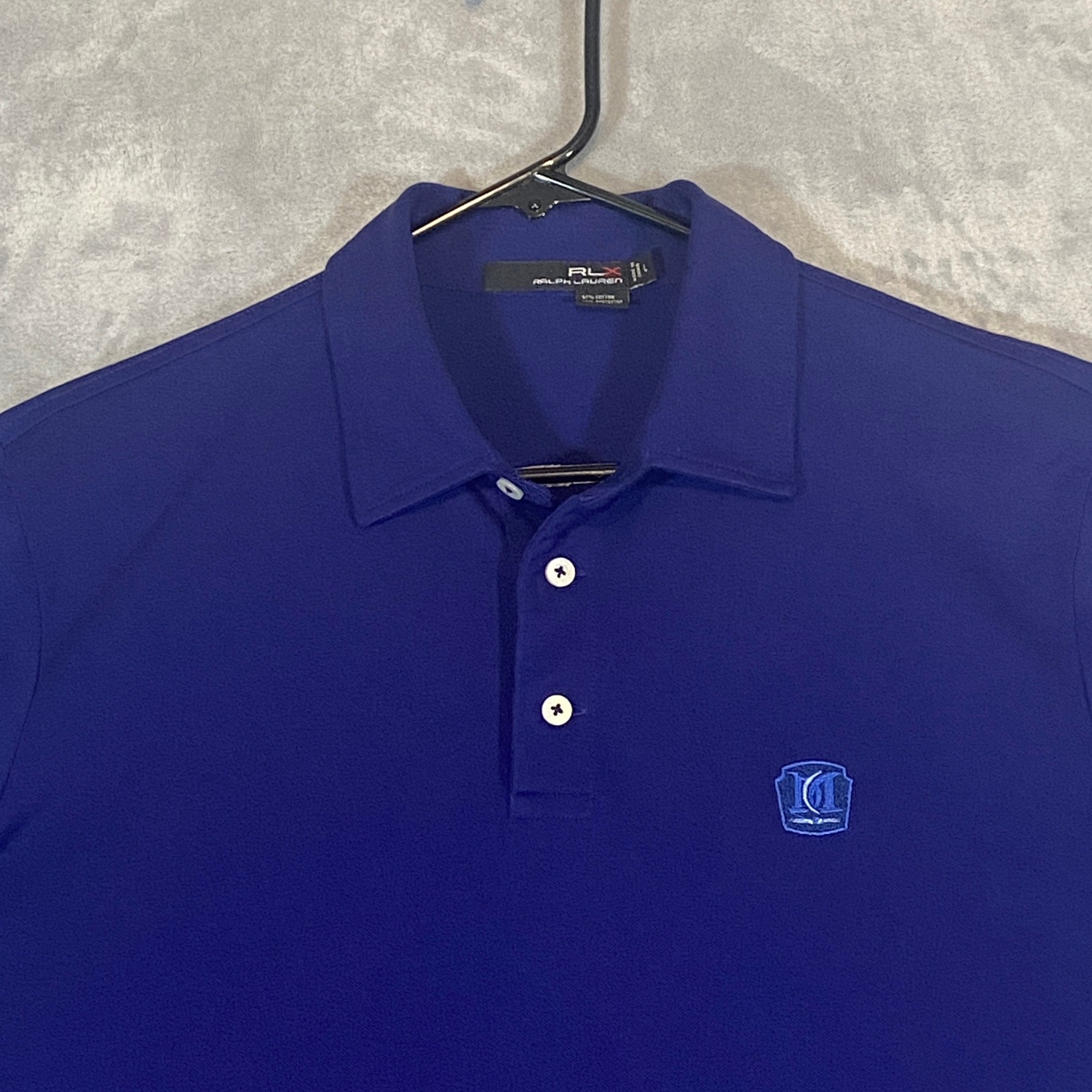 Ralph Lauren RLX Polo Golf Shirt Mens Large Flex Deep Purple Short Sleeve Logo