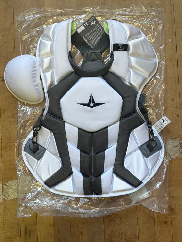 New All-Star System 7 Axis CPCC40PRO Catcher's Chest Protector White/Graphite