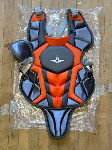 New All-Star System 7 Axis CPCC1216S7X Catcher's Chest Protector Graphite/Orange