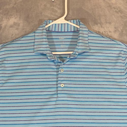 Johnnie-O Polo Golf Shirt Mens Large Blue Short Sleeve Arm Logo West Coast Prep
