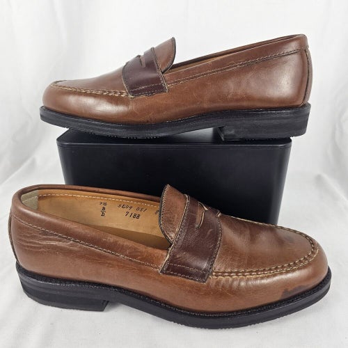 Alden Shop San Francisco Brown Leather Two Tone Penny Loafers 7188 Mens 7.5 B/D