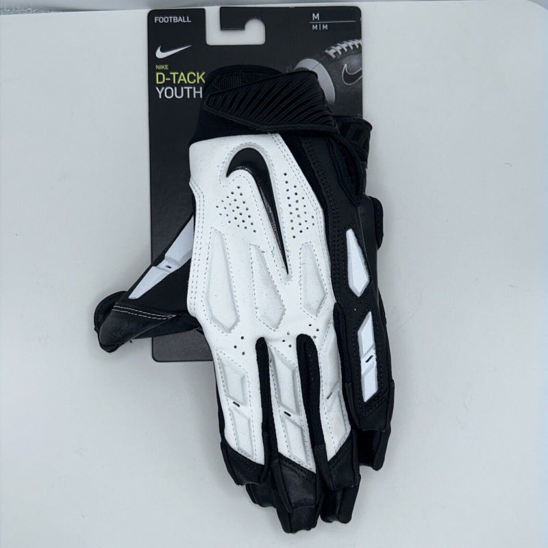 NWT youth size medium nike D-TACK 6.0 Padded Lineman White/black Football Gloves