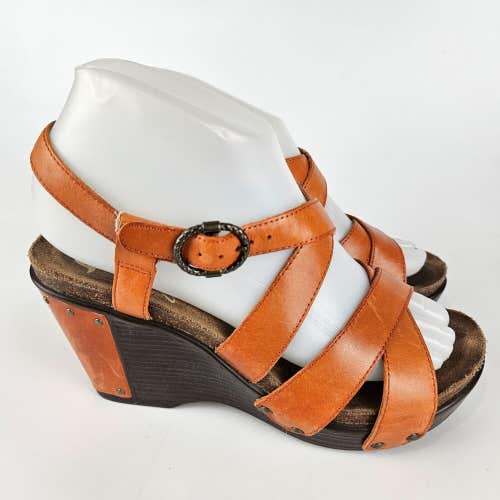 Dansko 1907847800 Frida Sandal Orange Strappy LeatherWedge Sandals Size: 37 / 6