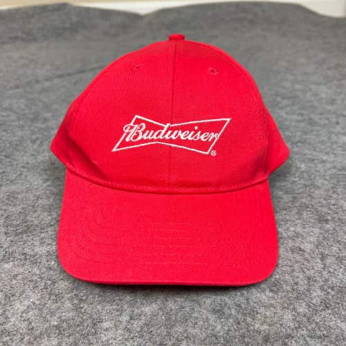 Budweiser Mens Hat Snapback Red White Beer Logo Solid Cap Adjustable Top