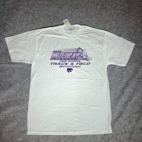 Kansas State Wildcats Mens Shirt Large White Short Sleeve Tee Top NCAA Track