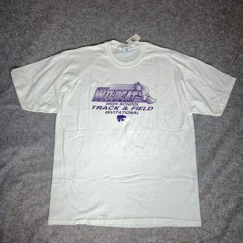 Kansas State Wildcats Mens Shirt Extra Large White Short Sleeve Tee NCAA Track