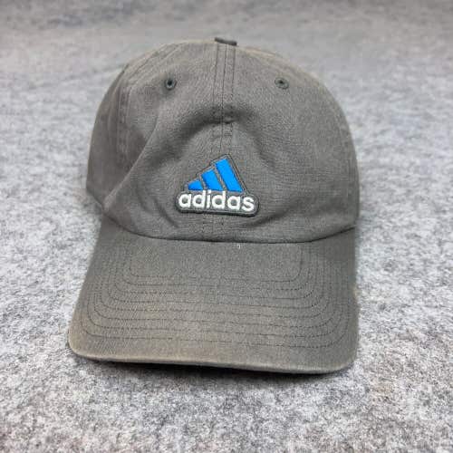 Adidas Mens Hat Gray Blue Adjustable Cap Logo Aeroready Casual Sports Top