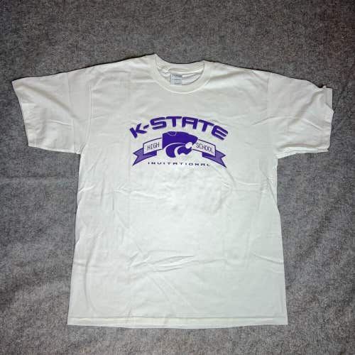 Kansas State Wildcats Mens Shirt Large White Short Sleeve Tee Top NCAA Football