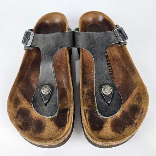 Birkenstock Gizeh Black Leather Thong Sandals Women Shoe Size 37 / 6