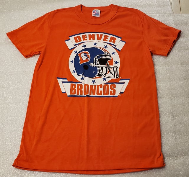 Vintage 90's Pristine Large Denver Broncos Helmet T-shirt by Garan Made in  USA