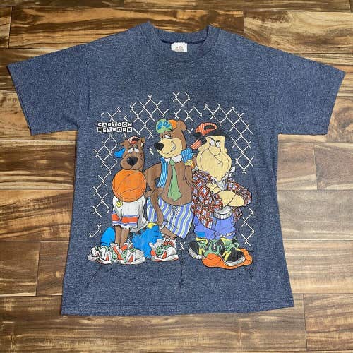 Vintage Cartoon Network Flintstones Jetsons Scooby Doo 90s RARE T-Shirt Size L