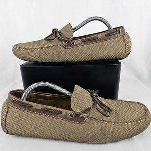 Men's 9M Mercanti Fiorentini Relax 17098 Brown Woven Driving Slip On Loafers