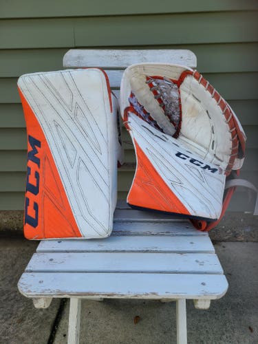 Used CCM Extreme Flex 4 Pro Stock - Rare 600 Break! Hockey Goalie Glove Set Blocker & Trapper