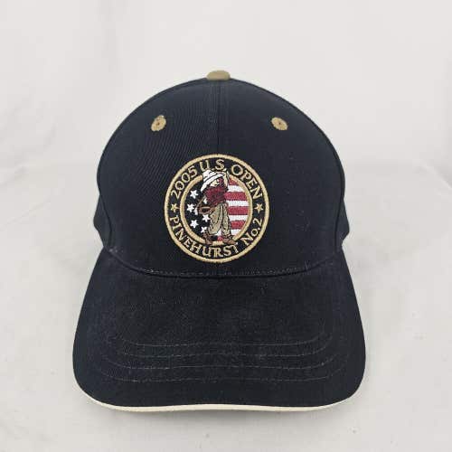 2005 U.S. Open Pinehurst No. 2 Black Adjustable Strapback Golf Hat Cap