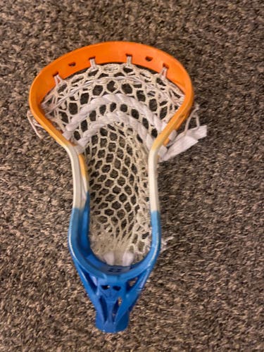 Element Onset lacrosse head blue white and orange