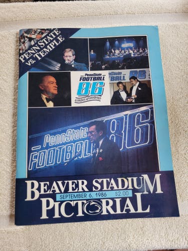 Vintage Penn State vs. Temple Beaver Stadium Pictorial September 6, 1986 NCAA Program