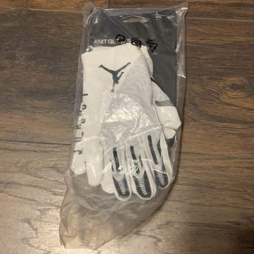 Jordan Nike Knit Football Receiver Gloves White/Black Size Lg