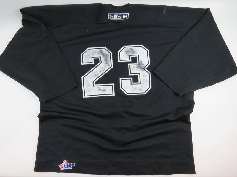 CCM Practice Worn Authentic OHL Pro Stock Ice Hockey Player Jersey Black 56