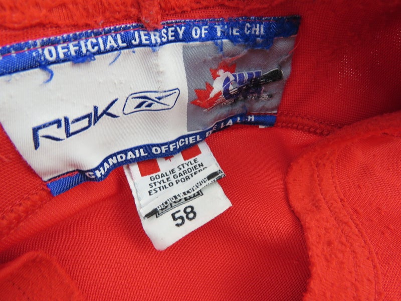 Reebok Practice Worn Authentic OHL Pro Stock Ice Hockey Jersey Red 58  GOALIE