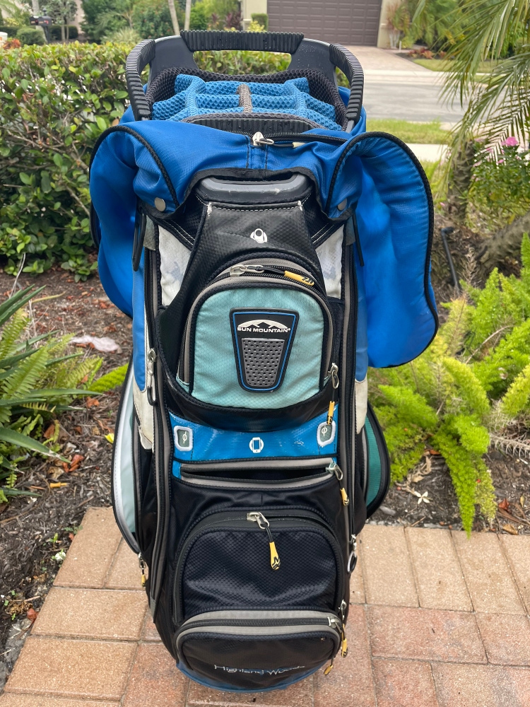 Sun mountain golf cart bag 14 way with rain cover , shoulder strap