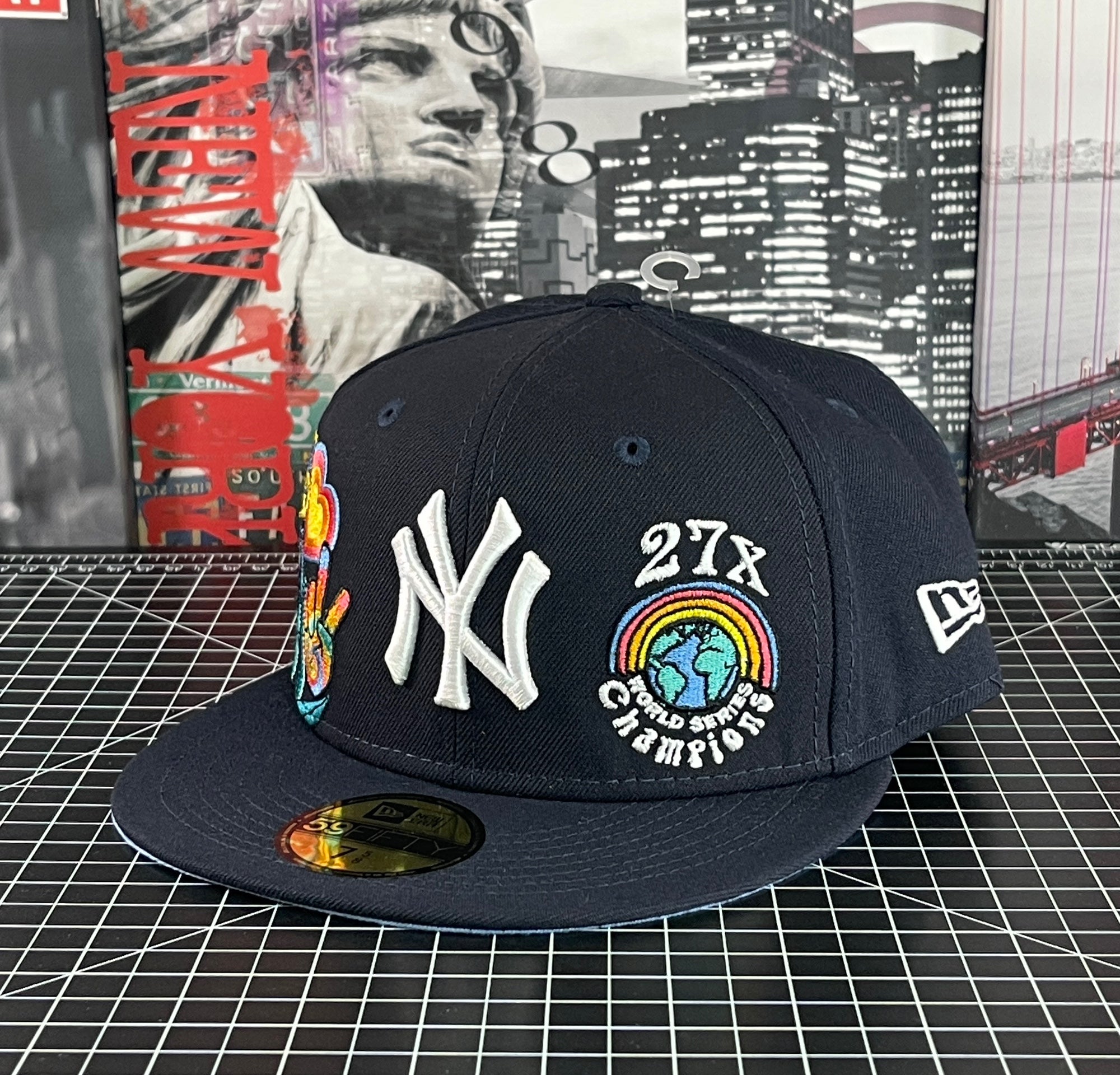 New Era New York Yankees Groovy 59FIFTY Fitted Blue Undervisor 60288056 Sz  7 1/8