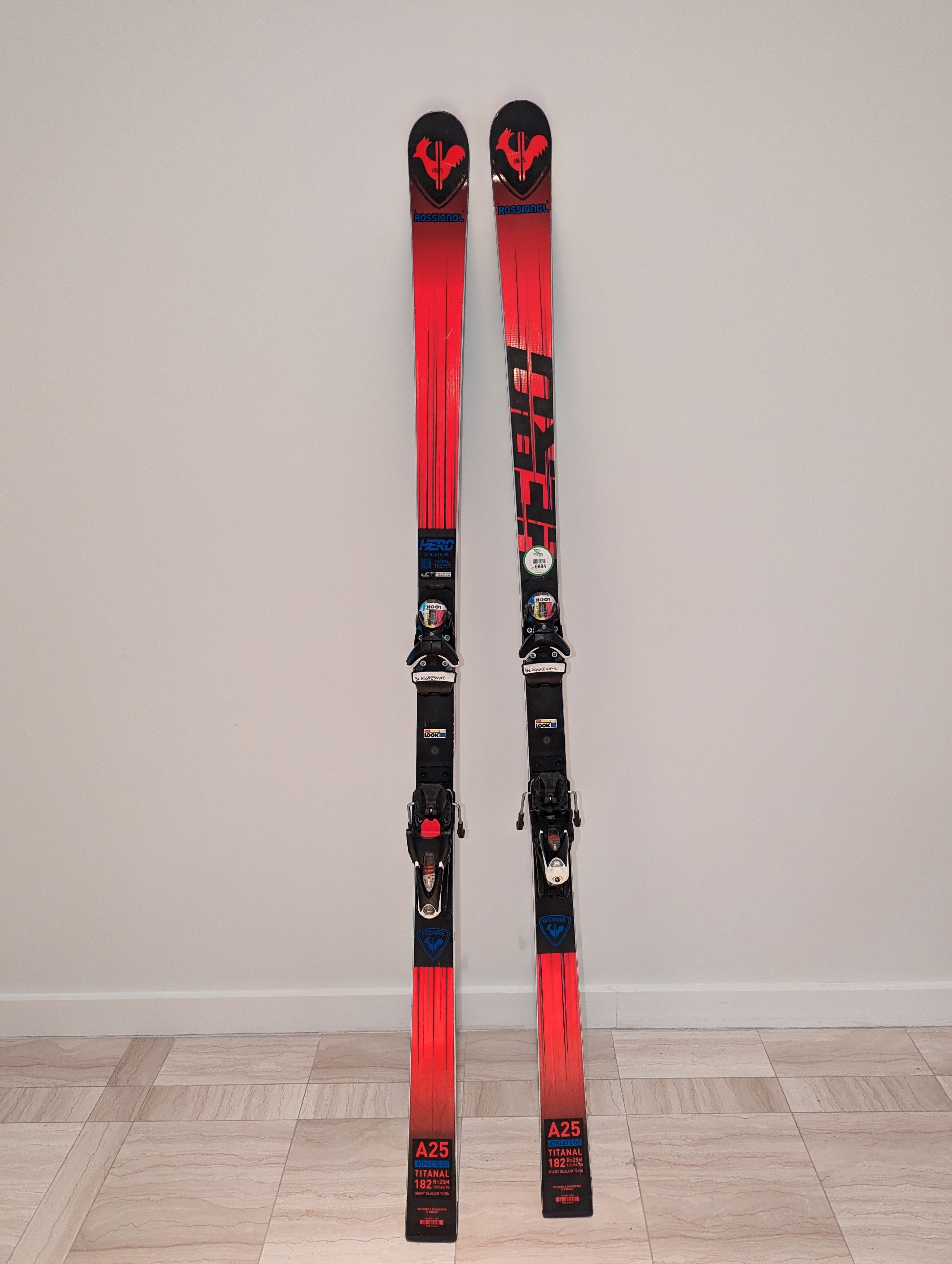 Used Rossignol 182 cm Racing Hero Athlete GS Skis With Bindings