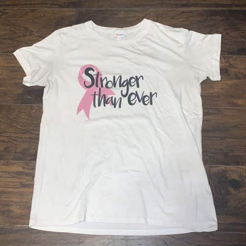 LuLaRoe "Stronger Than Ever" Breast Cancer Short Sleeve Shirt Womens Size XL
