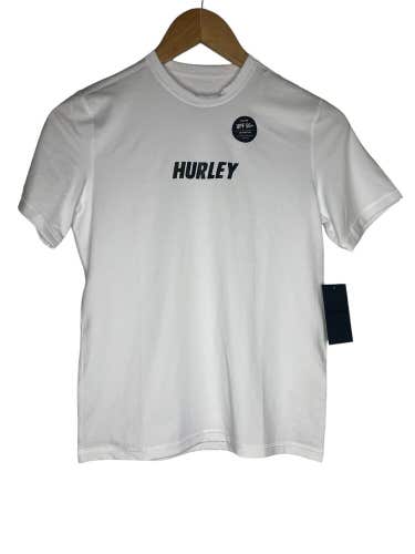 NEW Hurley Childs Rashguard Size Youth Medium Short Sleeve Surf Shirt White