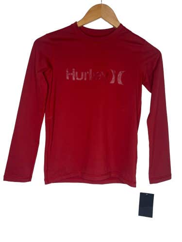 NEW Hurley Childs Rashguard Size Youth Medium Long Sleeve Surf Shirt Red