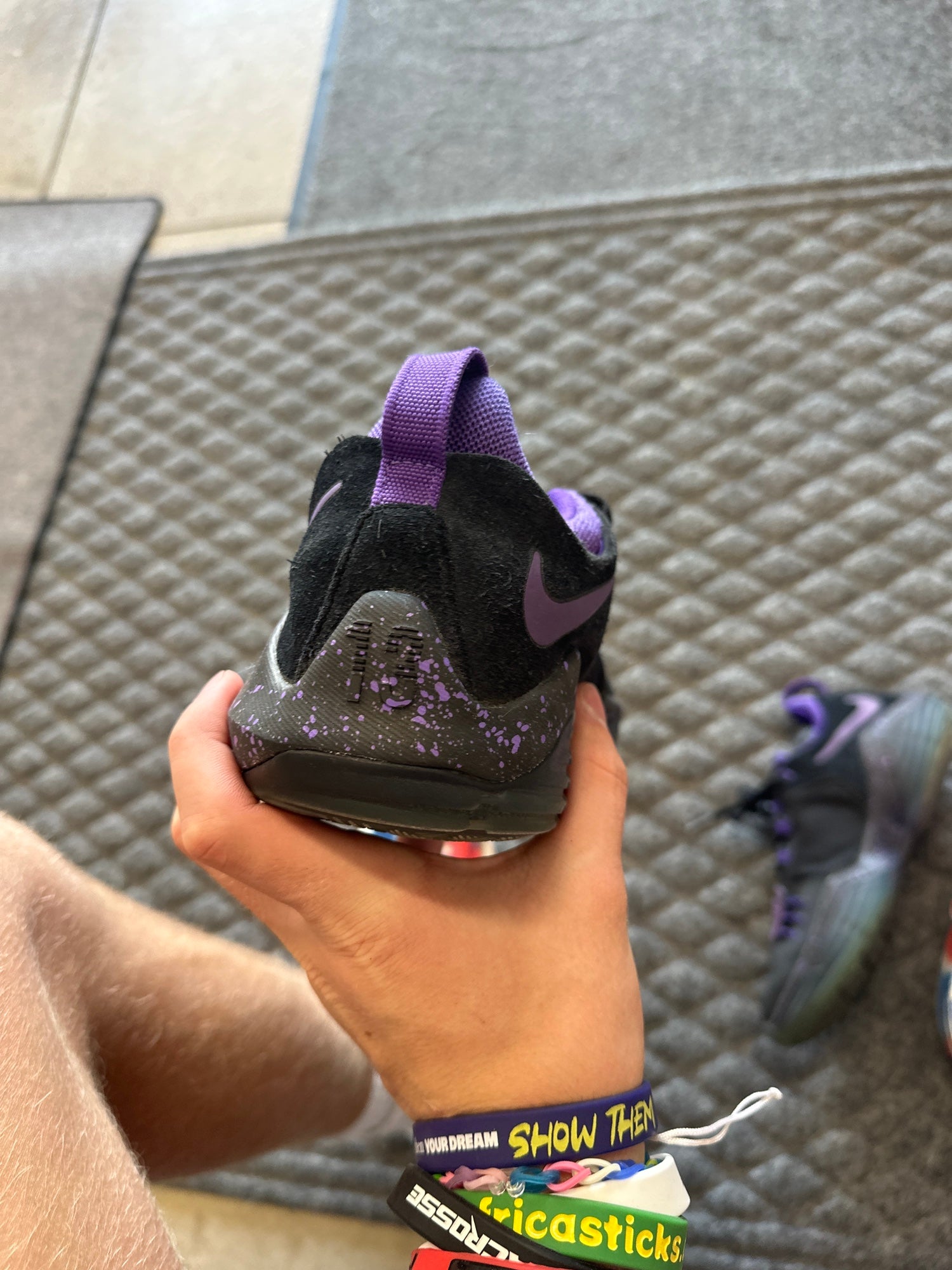 paul george shoes black and purple