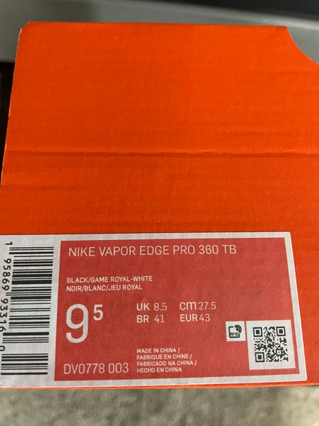 New Molded Cleats Low Top Vapor edge pro 360 Size 9 1/2