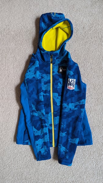 NEW Women's Spyder US Ski Team Slalom Hooded Jacket - Blue Camo