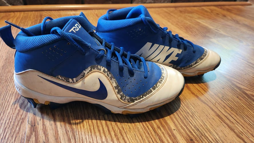 Blue/White Used Adult Size 7.0 Molded Cleats Nike High Top