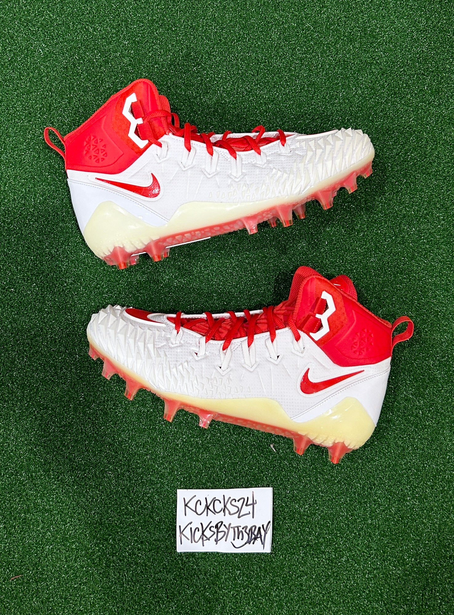 Nike Force Savage Pro TD Football Cleats White Red 918346-160 Mens size  11.5