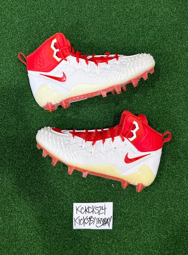 Nike Force Savage Pro TD Football Cleats White Red 918346-160 Mens size 11.5