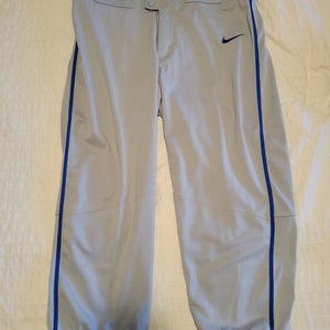 Nike Men's Vapor Select High Piped Baseball Pants, Gray and Royal Blue Piping