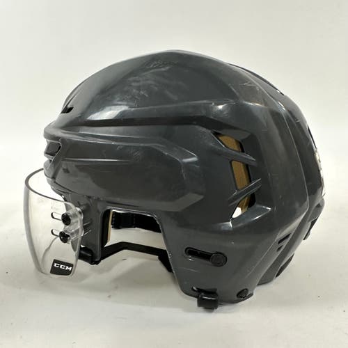 Used Vegas Grey CCM Tacks 110 Helmet with CCM Visor | Senior Medium | Silver Knights | #57 | A403