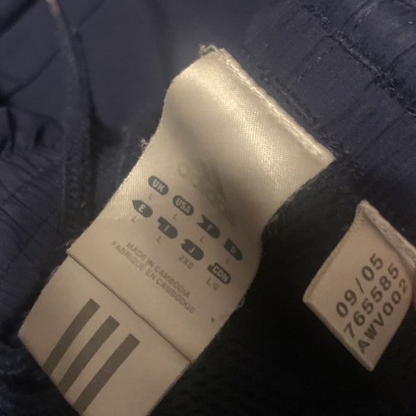 Adidas Vintage Team Sports Travel Windbreaker Three Stripe Pants Blue White Sz L