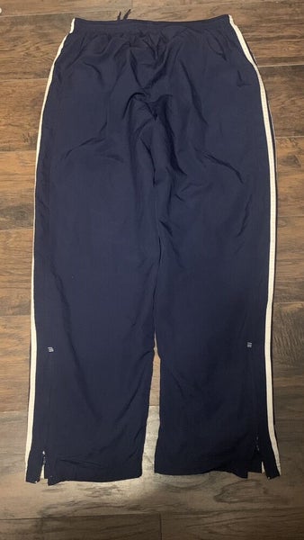Adidas Vintage Team Sports Travel Windbreaker Three Stripe Pants Blue White Sz L