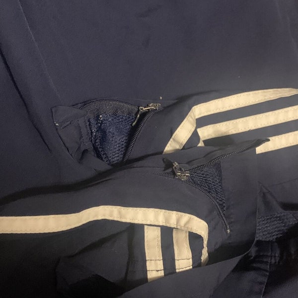 Adidas Vintage Team Sports Travel Windbreaker Three Stripe Pants Blue White Sz L